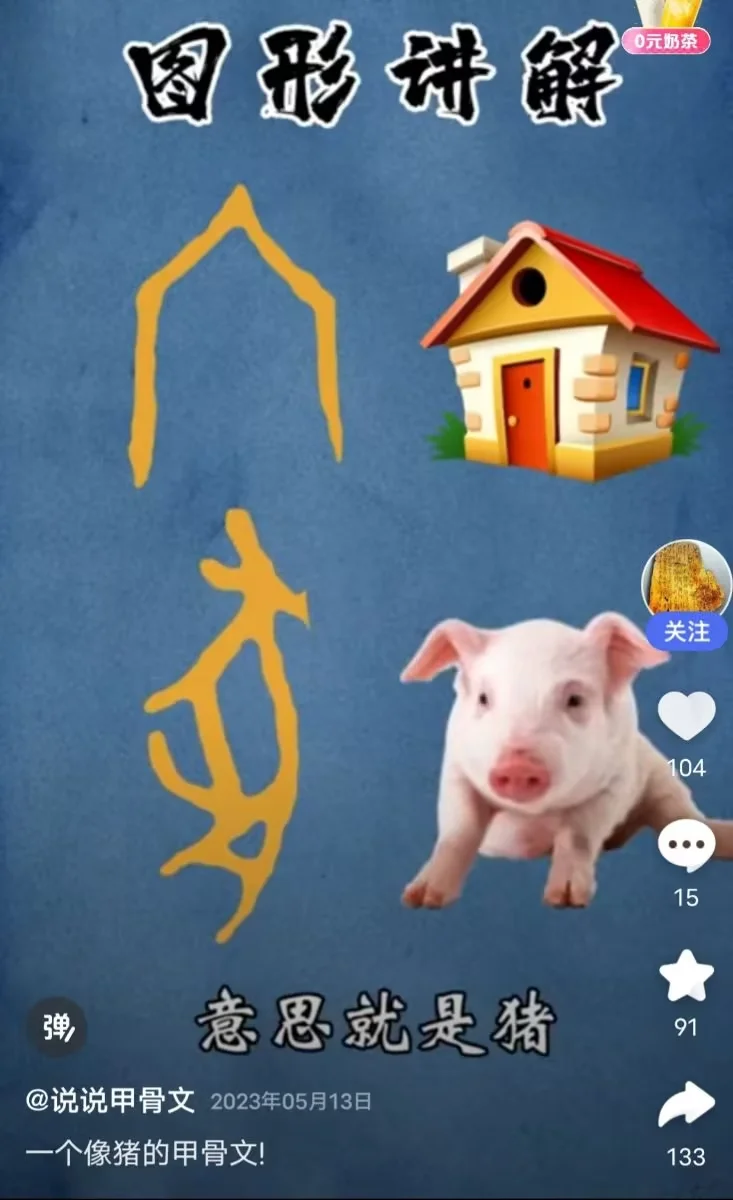 图26 “豕”字就是猪(图片来自网络)